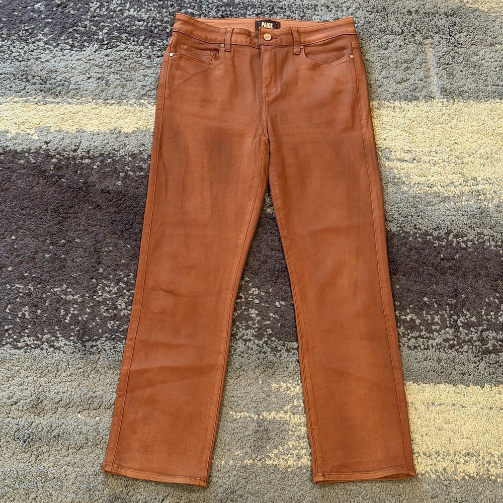 Paige Jeans Cindy Brown Shimmer Straight Leg Women's 29 Casual Preppy Stretch